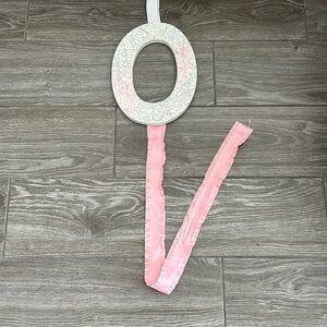 Handmade “O” Bow Holder Pink and Gray